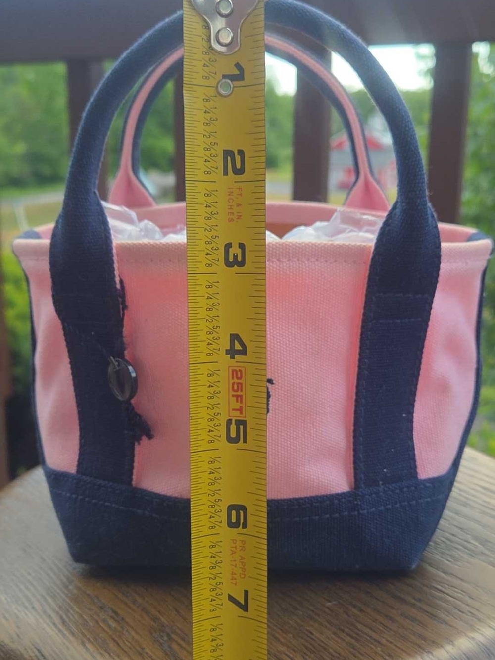 Polo Ralph Lauren Mini Canvas Tote Bag Pink & Navy - Picture 4 of 12